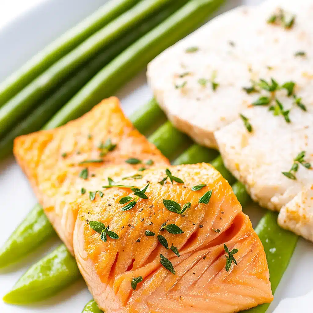 Home 1 Healthy protein-packed meal featuring wild Alaskan Sitka salmon in rich garlic cream sauce with steamed broccoli side. sitka salmon recipes
