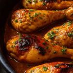 Pilons de poulet disposés sur une plaque de cuisson tapissée de papier sulfurisé, prêts à être enfournés.