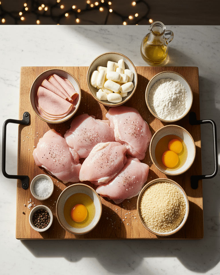 Roulés de poulet panés en train de dorer dans la poêle remplie d'huile végétale.