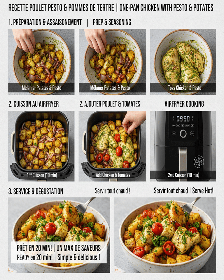 Le Poulet italien à l'AirFryer servi dans un plat, la viande et les légumes sont dorés et garnis de persil.