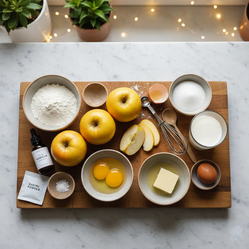 Lamelles de pommes incorporées délicatement à la pâte à gâteau dans un saladier.