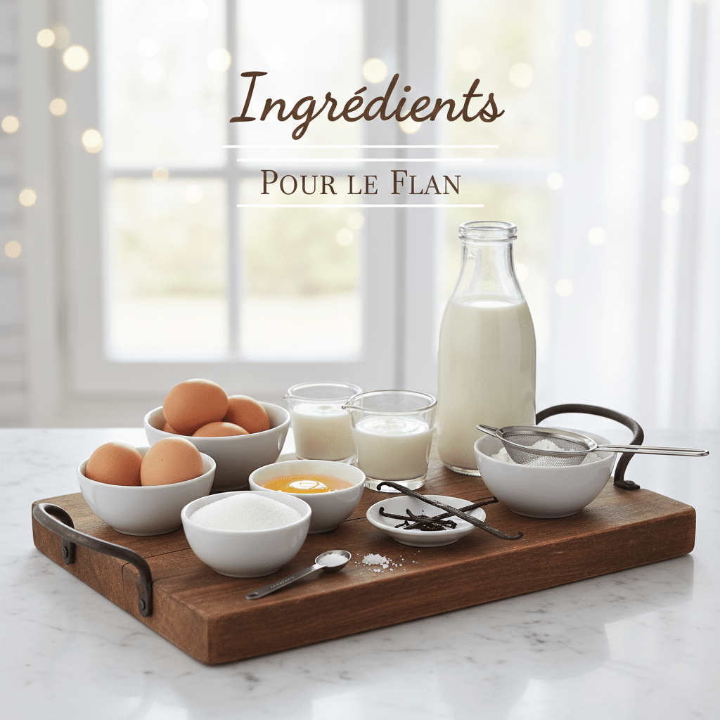Crème à flan épaisse (crème pâtissière), montrant sa consistance dense et une gousse de vanille.