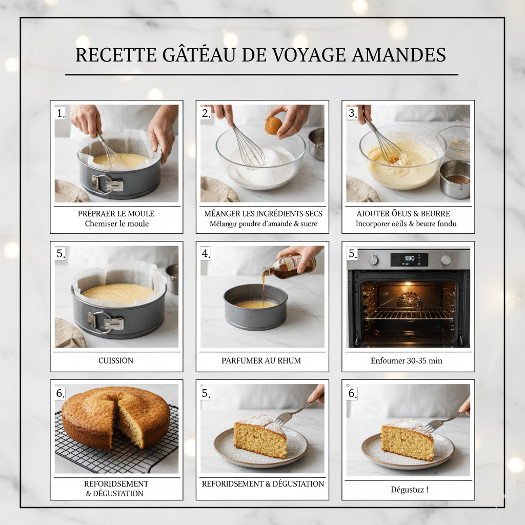 Tranche de gâteau d'amande, montrant le centre dense, doré et très moelleux.