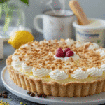 Miettes de biscuits mélangées au beurre fondu, pressées fermement dans un moule à tarte.