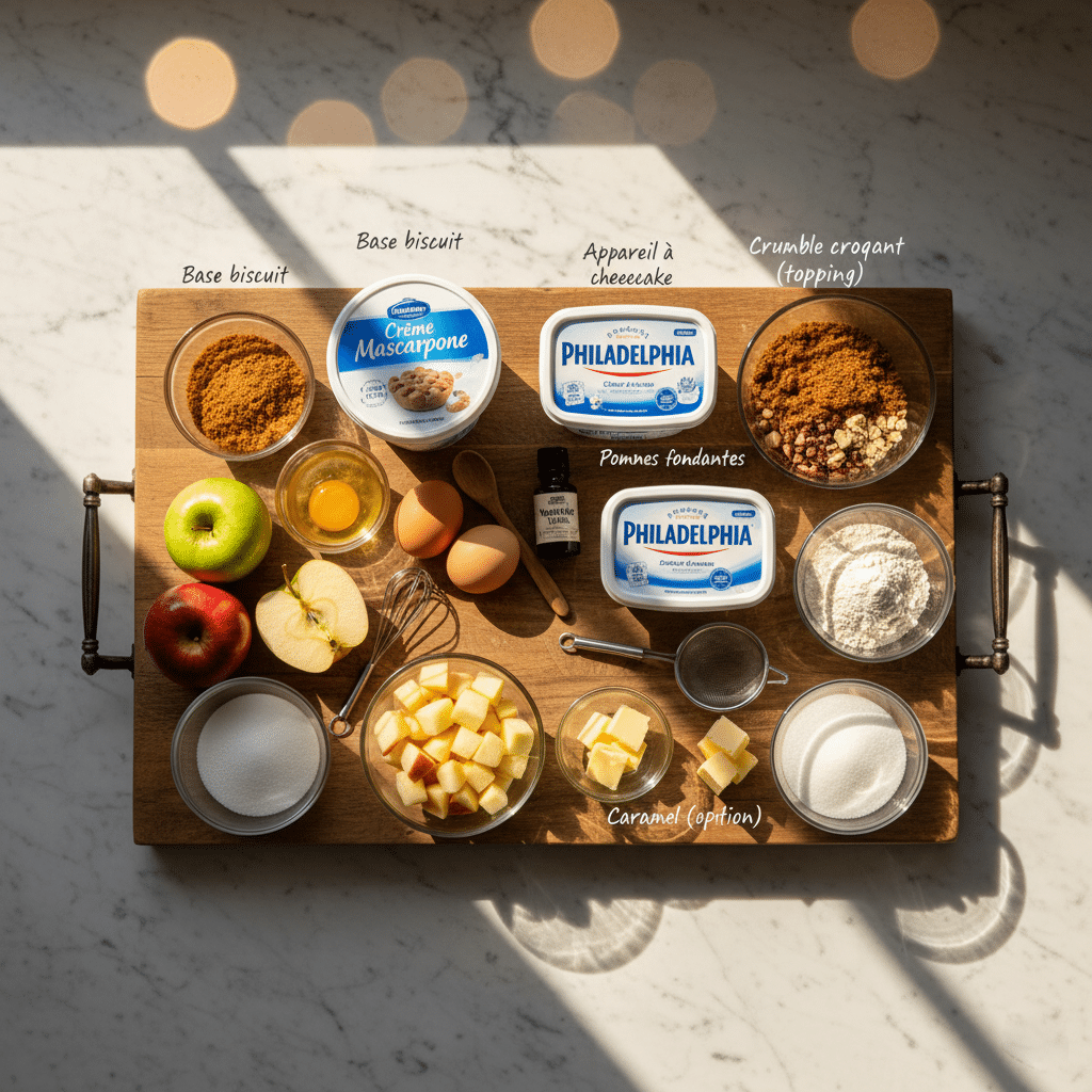Préparation de la base de biscuits spéculoos tassée au fond d'un moule à charnière.