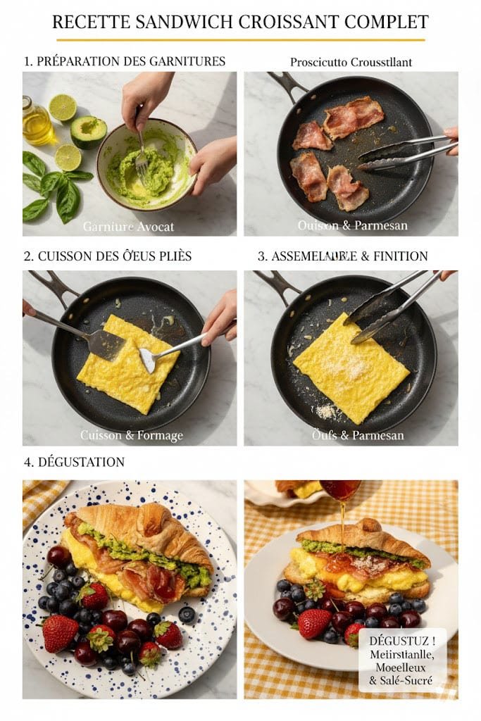 Croissant déjeuner oeufs brouillés et Filet de bœuf